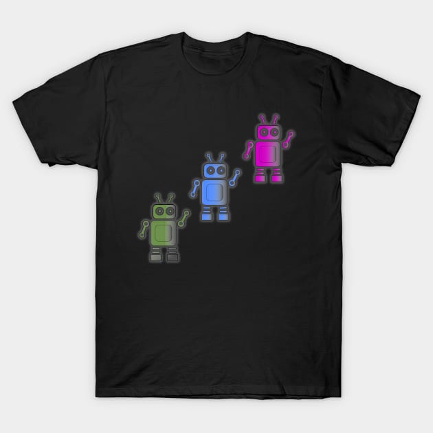 Colorful Robots T-Shirt by Hedgie Designs